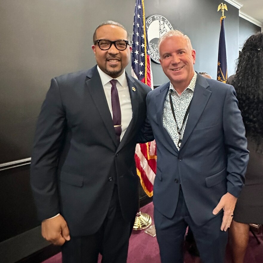 Hard Rock Casino Northern Indiana will be donating $3 million to the city of Gary to boost economic development throughout the downtown area. Mayor of Gary, Eddie Melton (left) and Matt Schuffert, President of Hard Rock Northern Indiana (right).